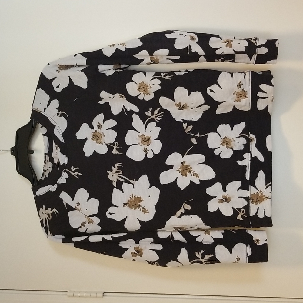 Ann Taylor Loft Sweatshirt Black Floral XS